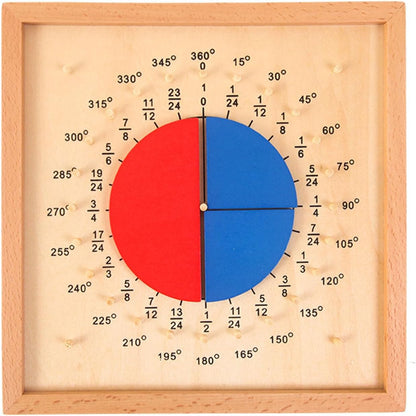 Montessori Fraction Circle Board, Wooden Math Manipulatives for Kids Early Learning