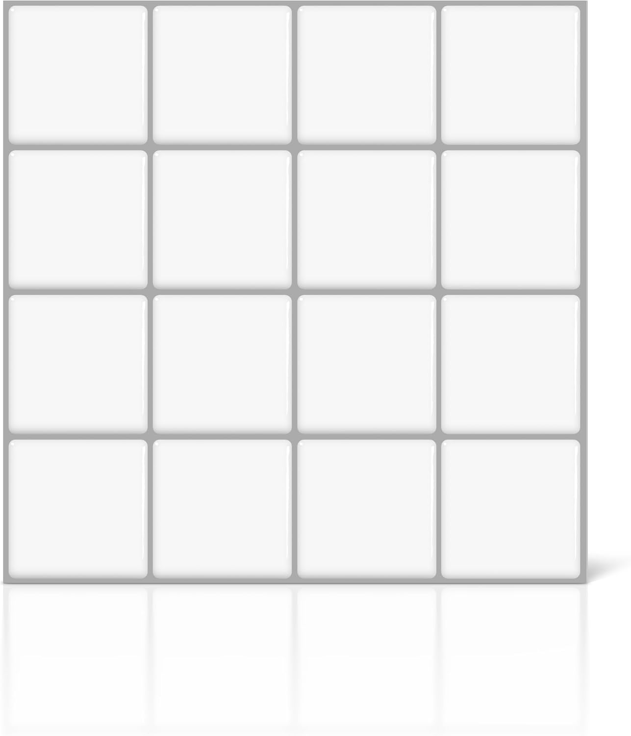 VViViD 11 Sheets Peel and Stick Grey Gloss Faux Ceramic Brick Wall Tiles, Self Adhesive Backsplash 12”x12”, 2mm Thick Kitchen, Bathroom (11 sq. ft.)