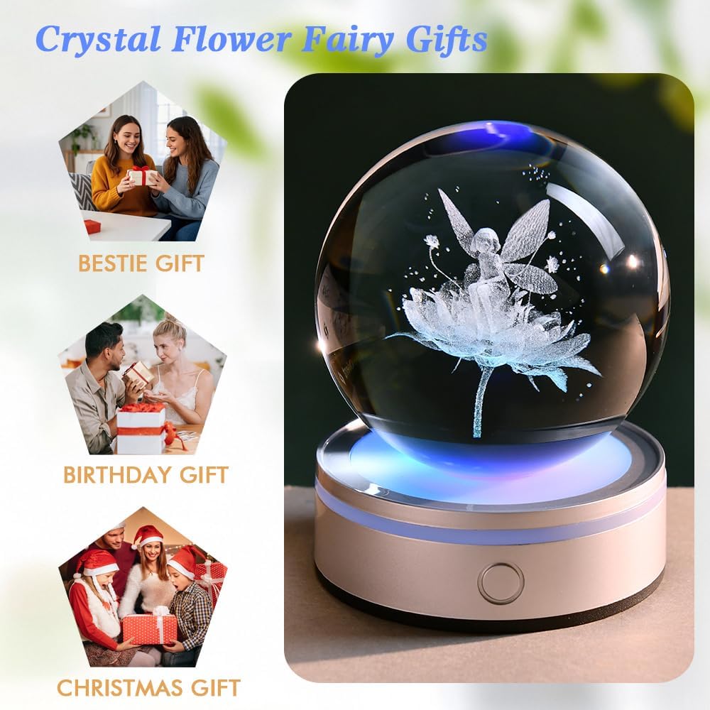 3D Solar System Crystal Ball Universe Glass Ball Space Astronomy Gift Planets Model Science Astrophysics Gifts Solar System Night Light Glass Globe Decor with 12 Colorful Modes Light Base