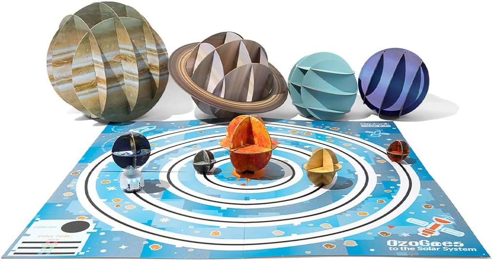 Ozobot OzoGoes to Sun, Earth & Moon STEAM Kit, Ages 8+, Learn Celestial Movements, Critical Thinking, NGSS Aligned, Group Learning, Assembly Guide, QR Digital Lessons, Robot Not Included
