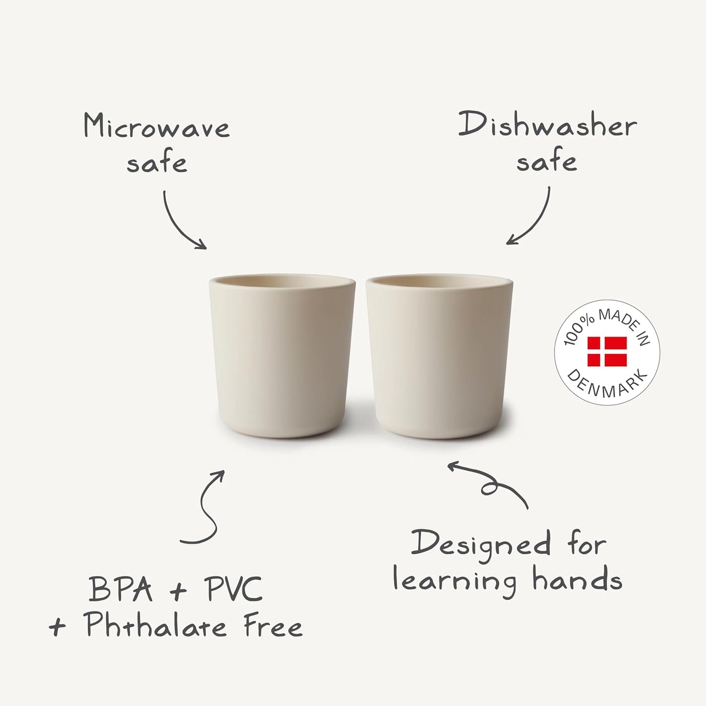 mushie Dinnerware Cups For Kids | Made in Denmark, Set of 2 (Ivory) - Colors B