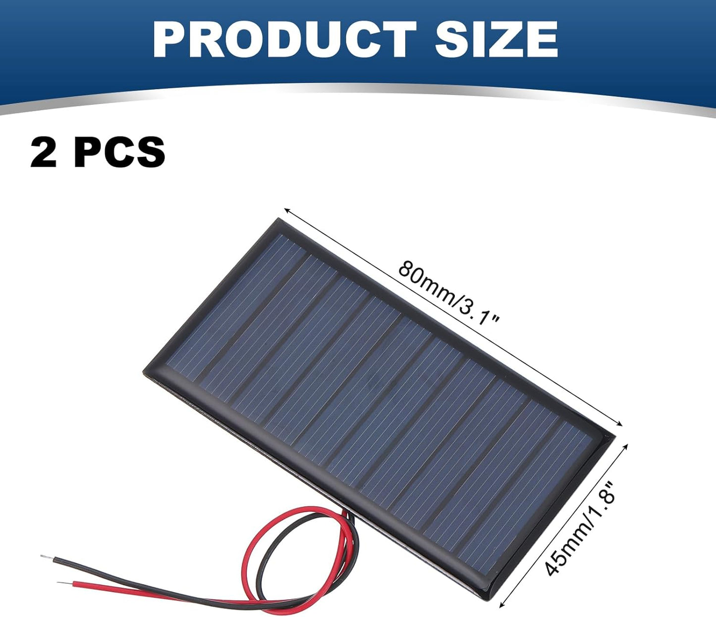 MECCANIXITY 2 Pcs 5.5V 0.44W 70mA Mini Solar Panels, Small Polycrystalline Solar Cell Panel with 2 Cable for DIY Electric Toy Materials Kits Charger, 60mm x 60mm