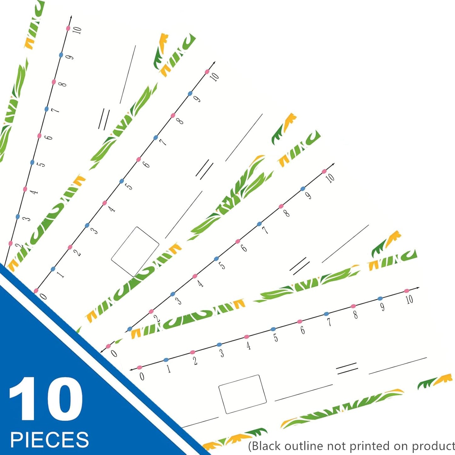 Dry Erase Number Line Board Card, 10 Packs, 8” x 4.7”, Double Sided Writable and Erasable Board-0-10 on One Side & Blank Whiteboard on Other Side for Kids, Students, School Classroom Supplies