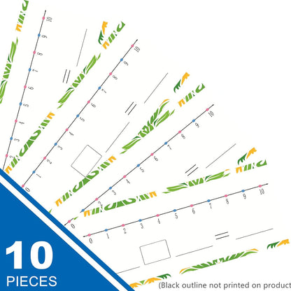 Dry Erase Number Line Board Card, 10 Packs, 8” x 4.7”, Double Sided Writable and Erasable Board-0-10 on One Side & Blank Whiteboard on Other Side for Kids, Students, School Classroom Supplies