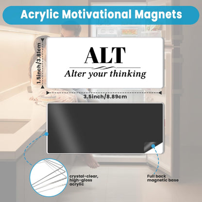 Inspirational Magnets - 3 Pack Ctrl Alt Del Positive Affirmation Magnet Set with Motivational Quotes, Acrylic Strong Encouragements Fridge Magnets for Home, Office, School, Locker Decor (Alt Del Ctrl)