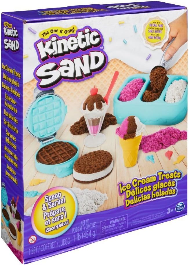 Kinetic Sand Sable Magique - Ice Cream Delices Set 454 g + 6 Tools - Create Different Hypnotizing Shapes with This Magic Sand Like Modeling Dough - Children's Toy 3 Years and Above