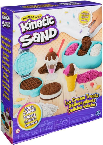 Kinetic Sand Sable Magique - Ice Cream Delices Set 454 g + 6 Tools - Create Different Hypnotizing Shapes with This Magic Sand Like Modeling Dough - Children's Toy 3 Years and Above