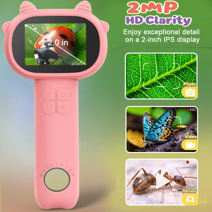 Microscope for Kids, Portable Pocket Microscope, 2'' Inch Screen 500X Zoom 3 Levels Light Adjustment Mini Handheld Microscopes, Educational Science Toys for 5 6 7 8 9 10 11 12 Year Boys & Girls Gifts