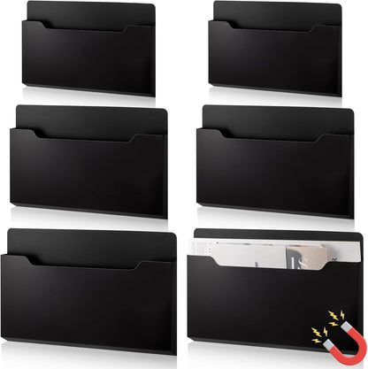 Fuutreo 6 Pcs Magnetic Wall File Organizer Magnetic Wall File Holder Refrigerator Magazine Holder for Mail Letters Paper(Aqua Green,Vertical-large)