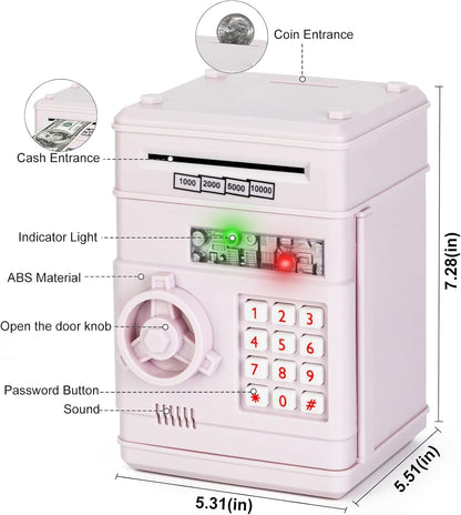 Refasy Piggy Bank Cash Coin Can ATM Bank Electronic Coin Money Bank for Kids Age 3-12, Money Savings Box Mini ATM Coin Bank Toys Gifts for 3 4 5 6 7 8 9 10 11 12 Year Old Boys Girls