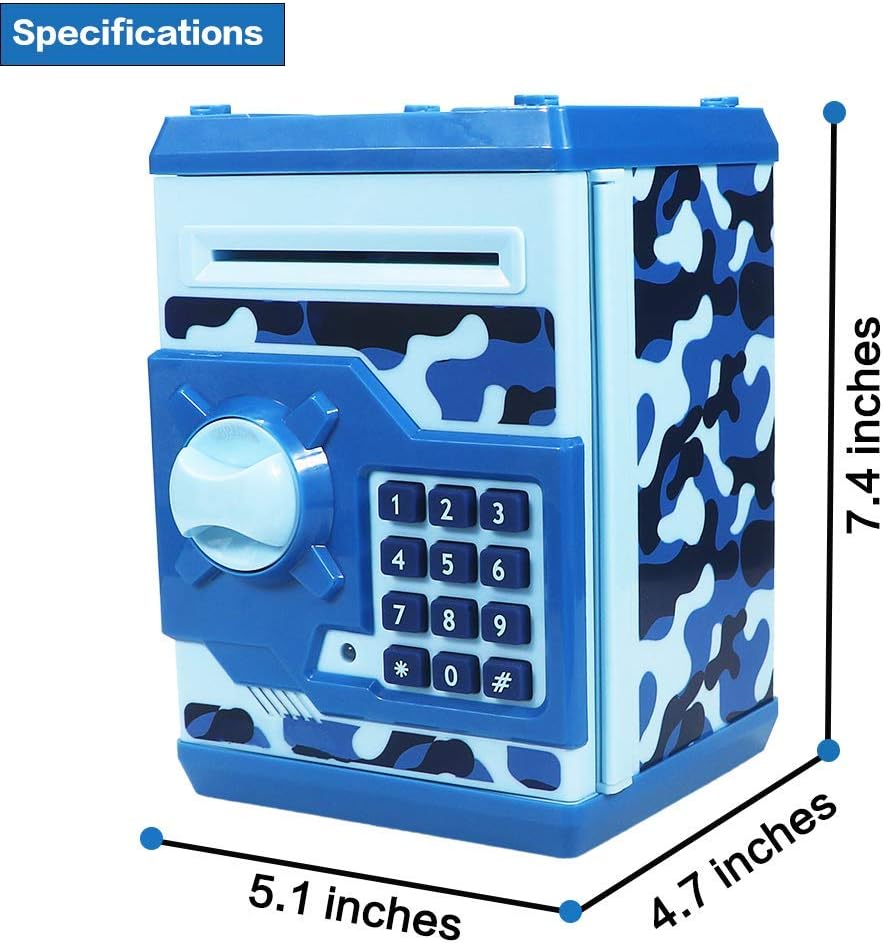 Mini ATM Piggy Bank ATM Machine Best Gift for Kids,Electronic Code Piggy Bank Money Counter Safe Box Coin Bank for Boys Girls Password Lock Case (Rose Gold)