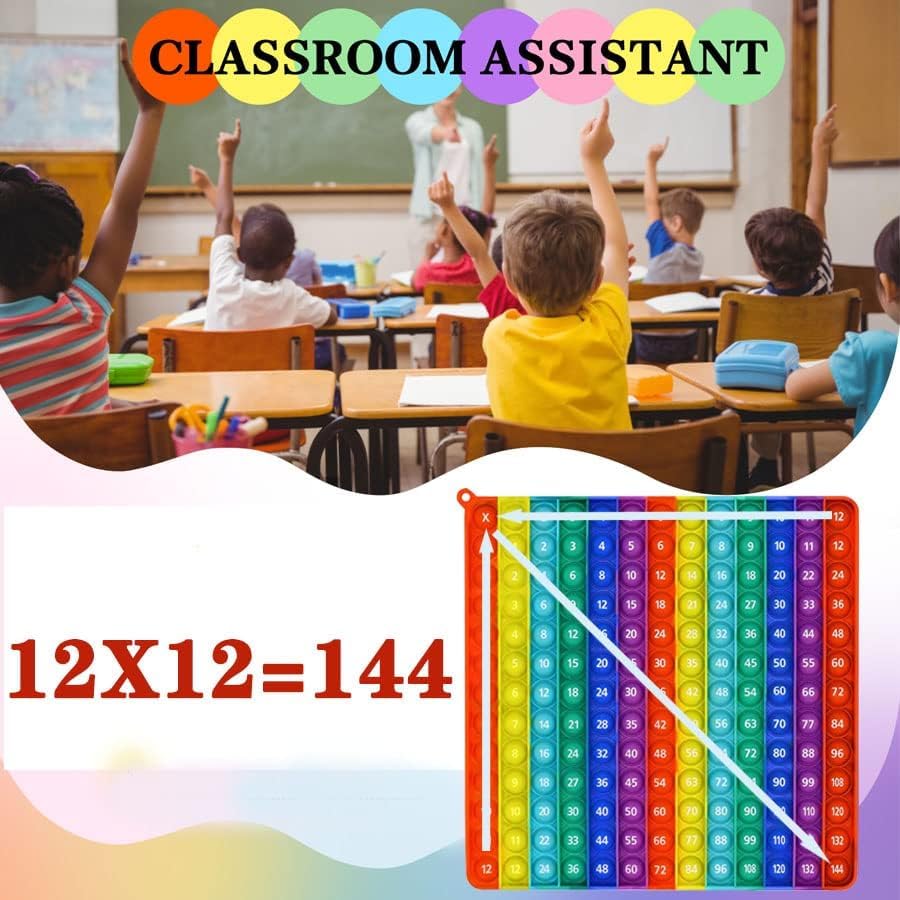 DK-SIMINA Multiplication Tables Games 12x12 Flash Card Toys, POP Create Various Multiplication Formulas for Teachers, Two-Sided Tables