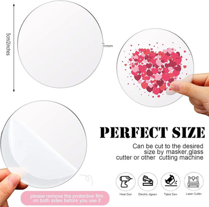 Jetec 30 Pcs 4 Inch Acrylic Circle Blanks Clear Disc Round Transparent Acrylic Coasters Ornament Blanks Miniature Bases for Crafts Christmas Ornament DIY Art Projects Supplies