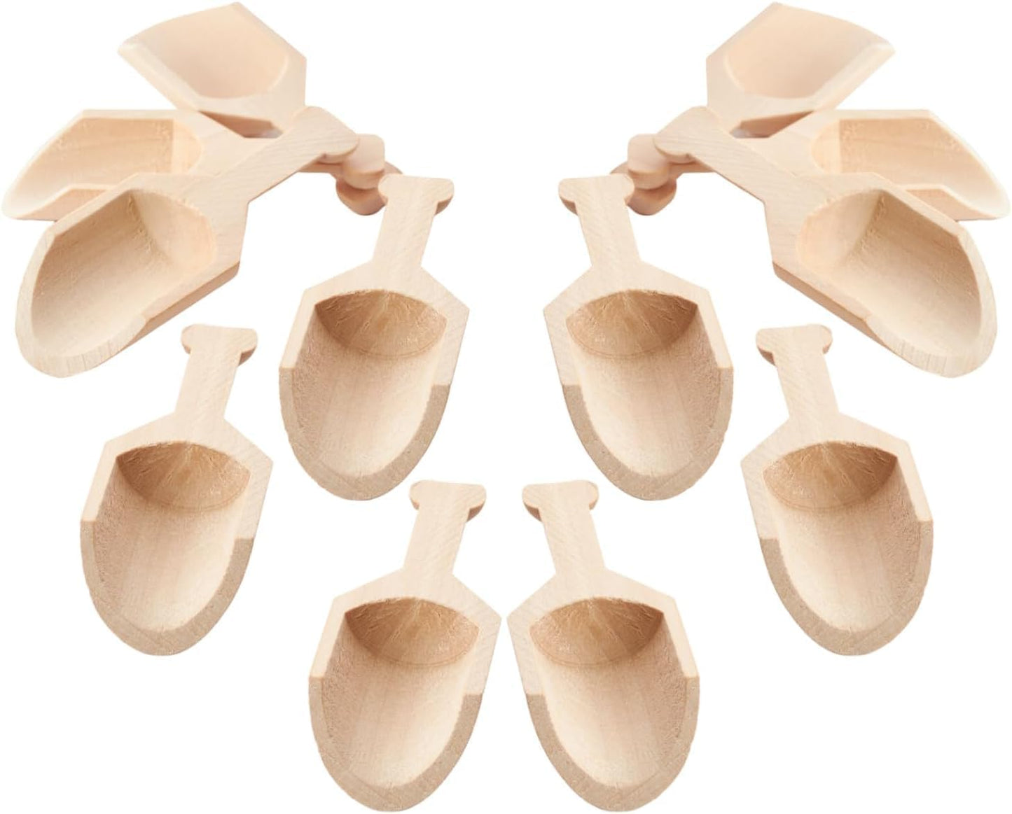 Unfinished Wood Spoon Scoops Set of 6 by Factory Direct Craft for Bath Salts, Sugar Scrubs, Spices or Educational Sensory Bins - 4-1/8 Inches Long