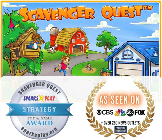 Scavenger Quest Board Game, Fun for Kids and Adults, 2-4 Players, Ages 5+, Family-Friendly Outdoor Themed Seek-and-Find Board Game. Skill-Building & Educational Fun.