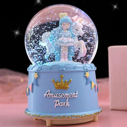Snow Globe Birthday Gift for Girls,Princess Crown Snow Globe with Music, Automatic Snow Drift, Large Size Daughter Snow Globes Gifts for Christmas Decoration Birthday Gift (Pink)