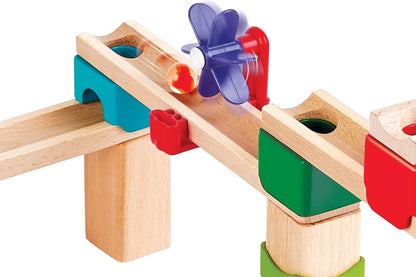 Hape Marble Run Race Track | Wooden DIY Marble Run Set with Dominoes, STEAM Educational Learning Toy, 81 Pieces, for Kids 3 Years+