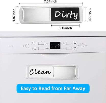 Dishwasher Magnet Clean Dirty Sign, Slide Strong Clean and Dirty Refrigerator Magnet Indicator for Dishwasher, Non-Scratch, Easy to Read, Self-Adhesive for Non-Magnetic Dishwasher（LightGray Brown）