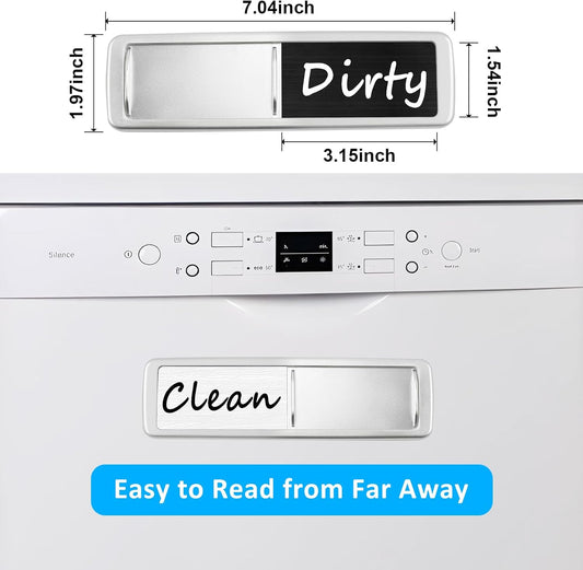 Dishwasher Magnet Clean Dirty Sign, Slide Strong Clean and Dirty Refrigerator Magnet Indicator for Dishwasher, Non-Scratch, Easy to Read, Self-Adhesive for Non-Magnetic Dishwasher（LightGray Brown）
