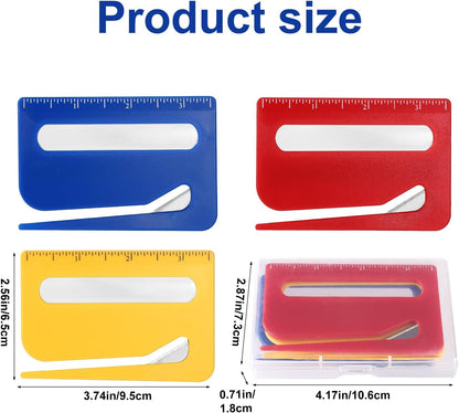 Lyreh 3pcs Magnetic Letter Openers, 3 Colors Envelope Opener Slitter Mail Cutter Tool with Scale and Magnifier with Transparent Storage Case for Women Package Home Office Supplies(Red, Yellow, Blue)