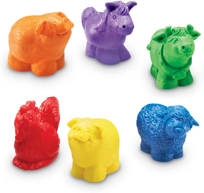 Learning Resources Jumbo Farm Counters, Farm Animals - 30 Pieces, Ages 18+ months Toddler Learning Toys, Preschool Toys, 5 Animals in 6 Colors