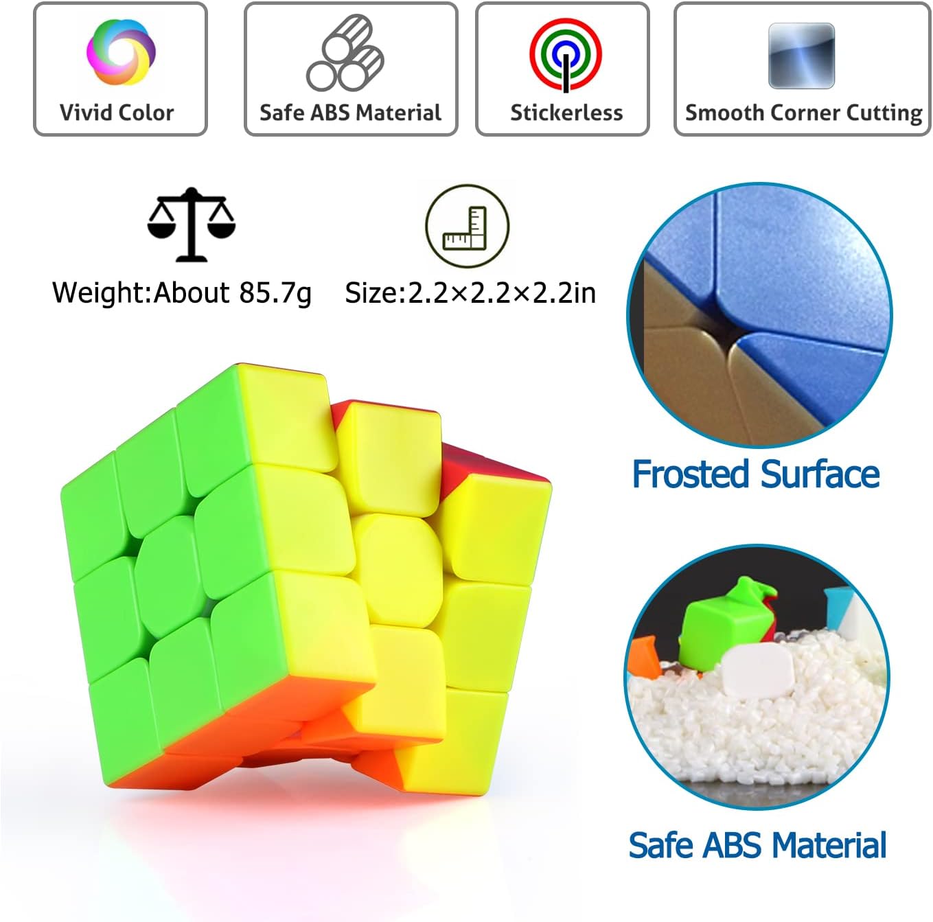Full Size 3x3x3 Speed Cube Set, 2.2in Puzzle Party Favors Toy Stickerless Magic Cube Set, School Classroom Prize for Students, Birthday Party Stocking Stuffers Gifts for Kids Teens Adults(10 Pack)