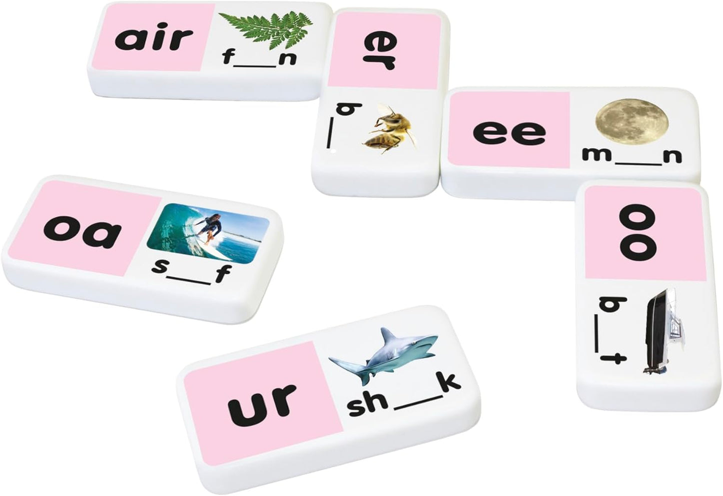 Junior Learning Long Vowel Dominoes Educational Action Games, Multi (JL495)