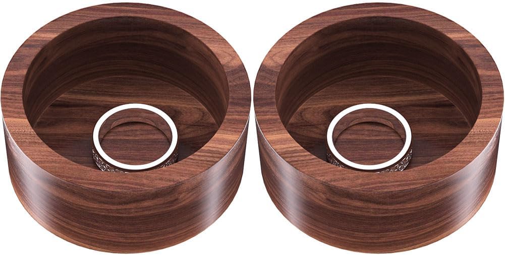 grwanpen®2 Pack Round Walnut Hardwood Ring Tray & Holder - Stackable Compact Jewelry Organizer, Non-Slip Small Dish for Rings, Earrings - Gift Ready Packaging
