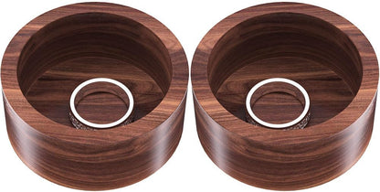 grwanpen®2 Pack Round Walnut Hardwood Ring Tray & Holder - Stackable Compact Jewelry Organizer, Non-Slip Small Dish for Rings, Earrings - Gift Ready Packaging