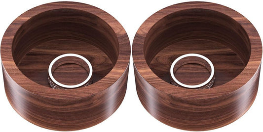 grwanpen®2 Pack Round Walnut Hardwood Ring Tray & Holder - Stackable Compact Jewelry Organizer, Non-Slip Small Dish for Rings, Earrings - Gift Ready Packaging