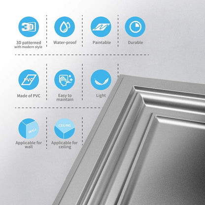 Art3d PVC Ceiling Tiles, 2'x2' Plastic Sheet in Black (12-Pack)