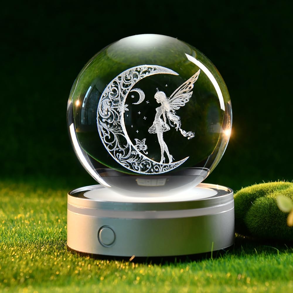 3D Solar System Crystal Ball Universe Glass Ball Space Astronomy Gift Planets Model Science Astrophysics Gifts Solar System Night Light Glass Globe Decor with 12 Colorful Modes Light Base