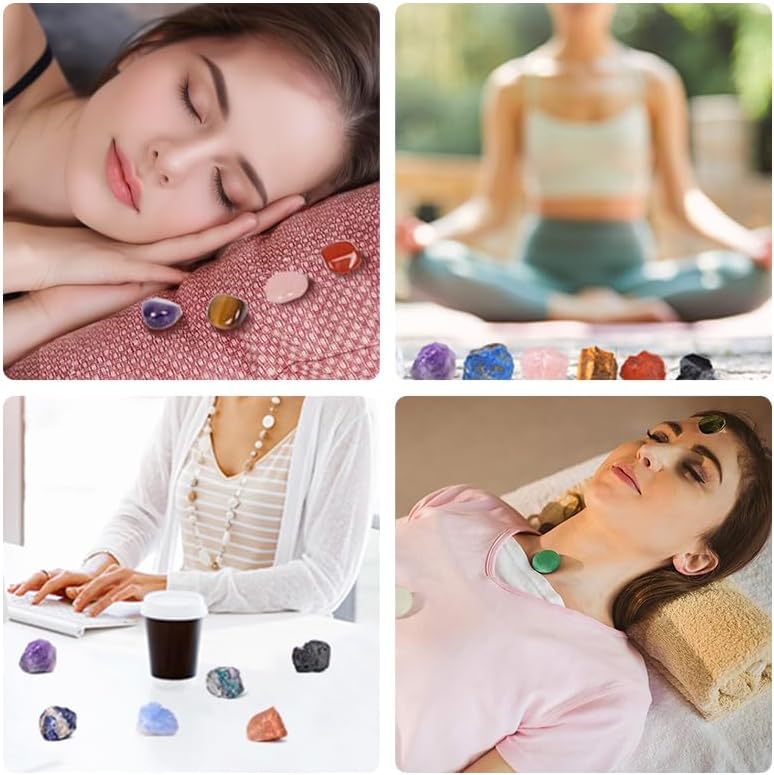 Crystals and Healing Stones, 9 Pcs Healing Crystals Set, 7 Chakra Crystal Stones Set Real Natural Selenite Pyramid Reiki Raw Rock Energy Protection Meditation with Wooden Box, Crystal Gifts for Women