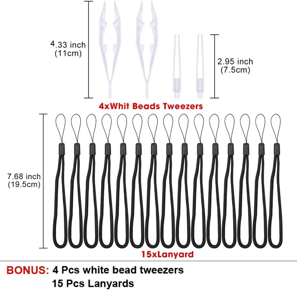 15 PCS 5mm Fuse Beads Boards, Clear Plastic Fuse Beads Pegboards with 15 Colorful Cards, 4 Tweezers and 15 Hang Ropes, Fuse Beads Boards Shapes and Templates for Kids DIY Craft Beads