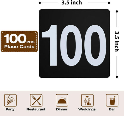 Toncoo 50Pcs Table Numbers 1-50, 3.7x4 Inch Plastic Table Numbers, Double Sided Table Number Cards - for Wedding Reception Restaurant Table Numbers Place Cards, White