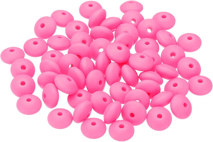 PATIKIL 14mm Silicone Beads, 60PCS Silicone Beads Bulk Abacus Spacer Beads Lentil Focal Cute for Pens Keychain Bracelets Necklace, Black