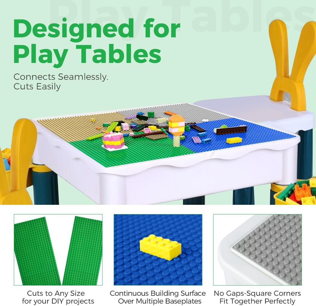 Classic Baseplates Building Plates-10" x 10" Building Boards,100% Compatible with All Major Brands and Activity Table, Creative Platforms Mats for Toy Bricks (Sand, 8 Pack)