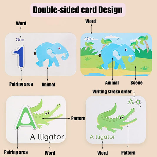 Alphabet Flash Cards, Numbers and Alphabets Flash Cards Set, Wooden Letters Number Blocks Sight Words Matching Game Toddler Preschool Learning Activities Toys for Preschool Kids Age 4 Year Over