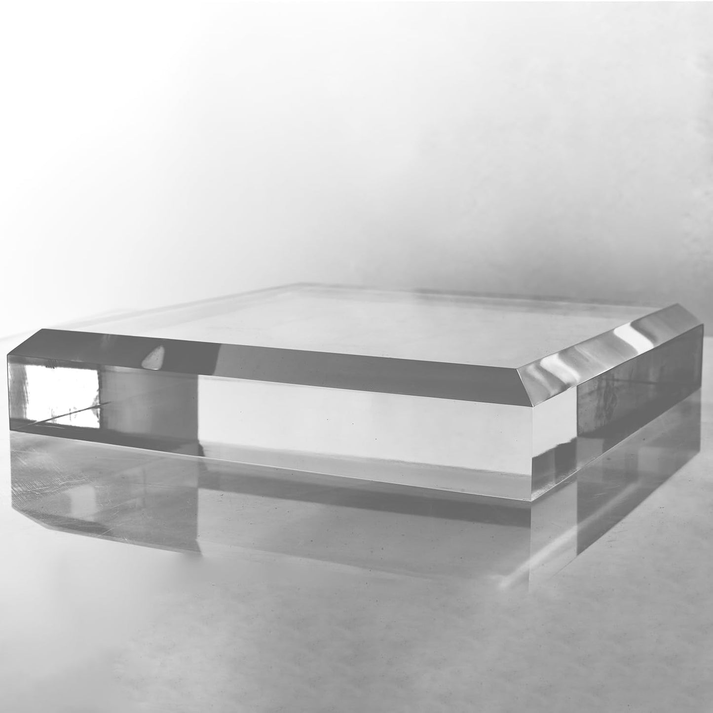 CiaoHER 2in Thickness Beveled Solid Acrylic Display Block Clear Polished Pedestal Stand Riser Solid Base (10x10)