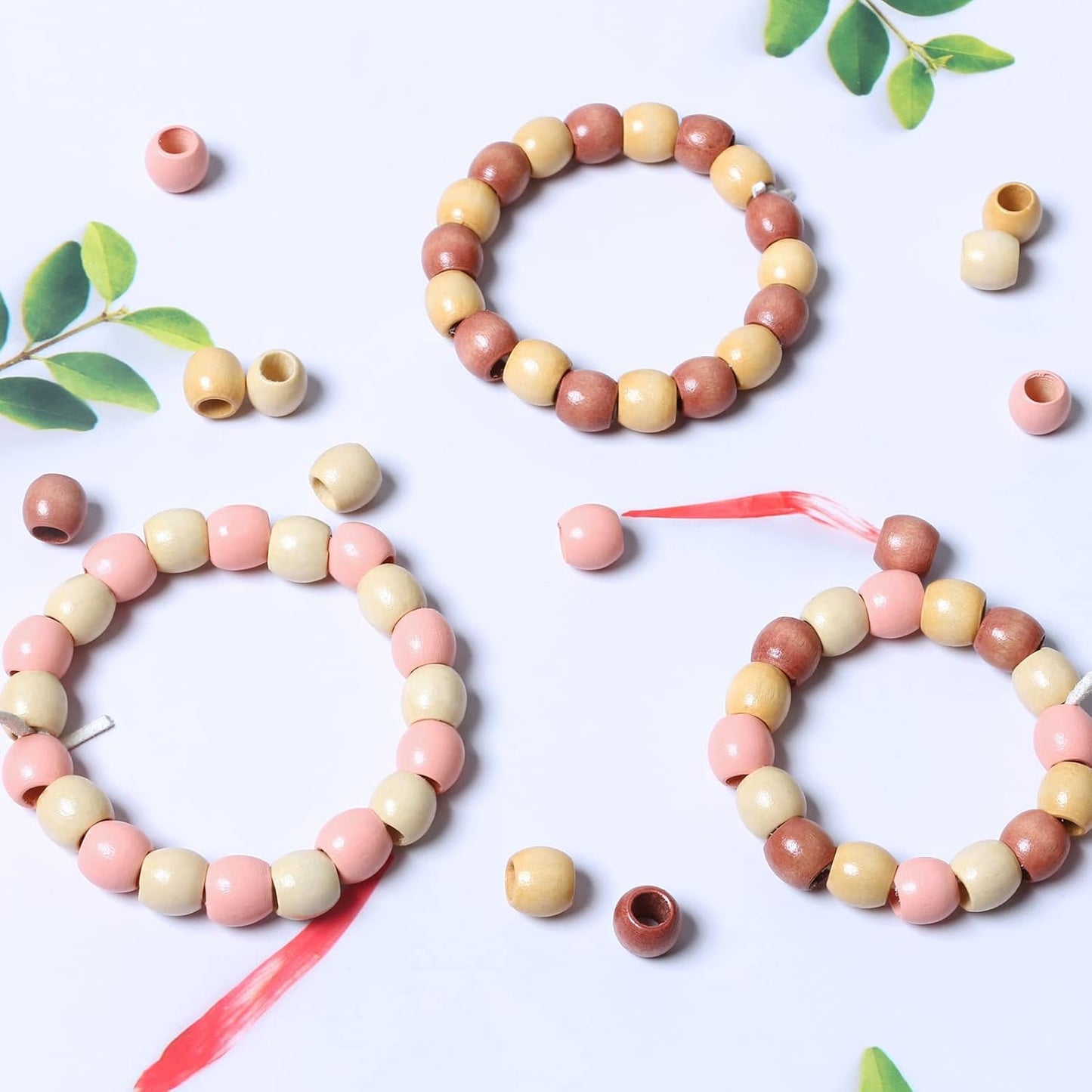 120 11x12mm White Wooden Beads with 5mm Large Hole Barrel Wood Spacer Loose Beads for Handmade Crafts Making