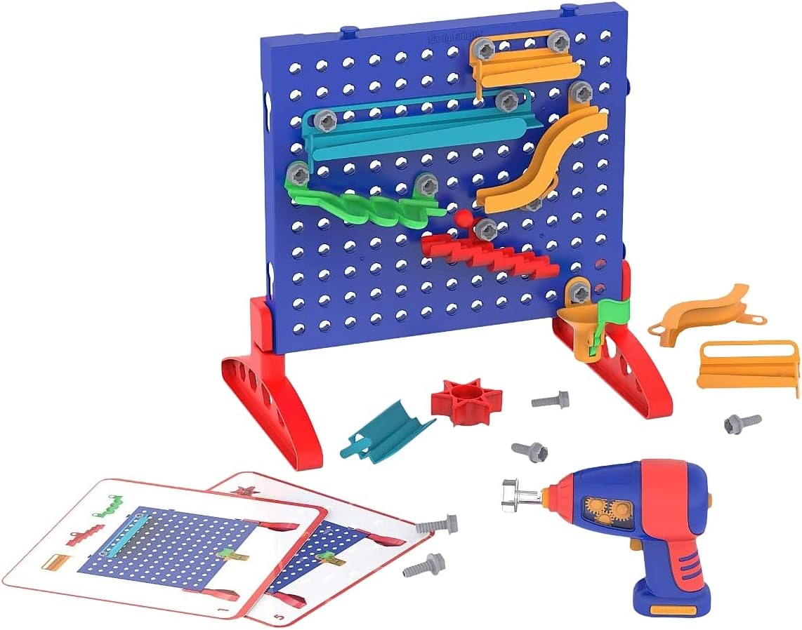 Educational Insights Design & Drill Marble Maze - STEM Building Toys for Kids, Marble Run Set with Electric Drill Toy, STEM Toys & Physics Games, Gifts for Boys and Girls Ages 5+