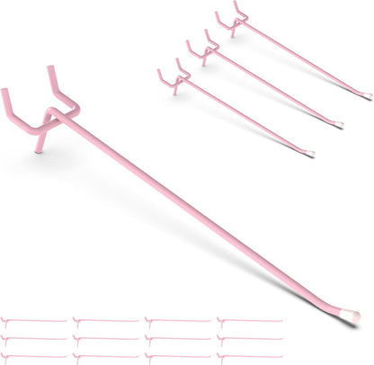 HUHOLE 50-Pack Pink Pegboard Hooks 2 Inch, Decorative Metal Peg Board Hangers with Rubber Safety Tips, Fits 1/8" & 1/4" Boards, Heavy Duty Organizer for Craft Room, Nursery, Garage & Retail Display