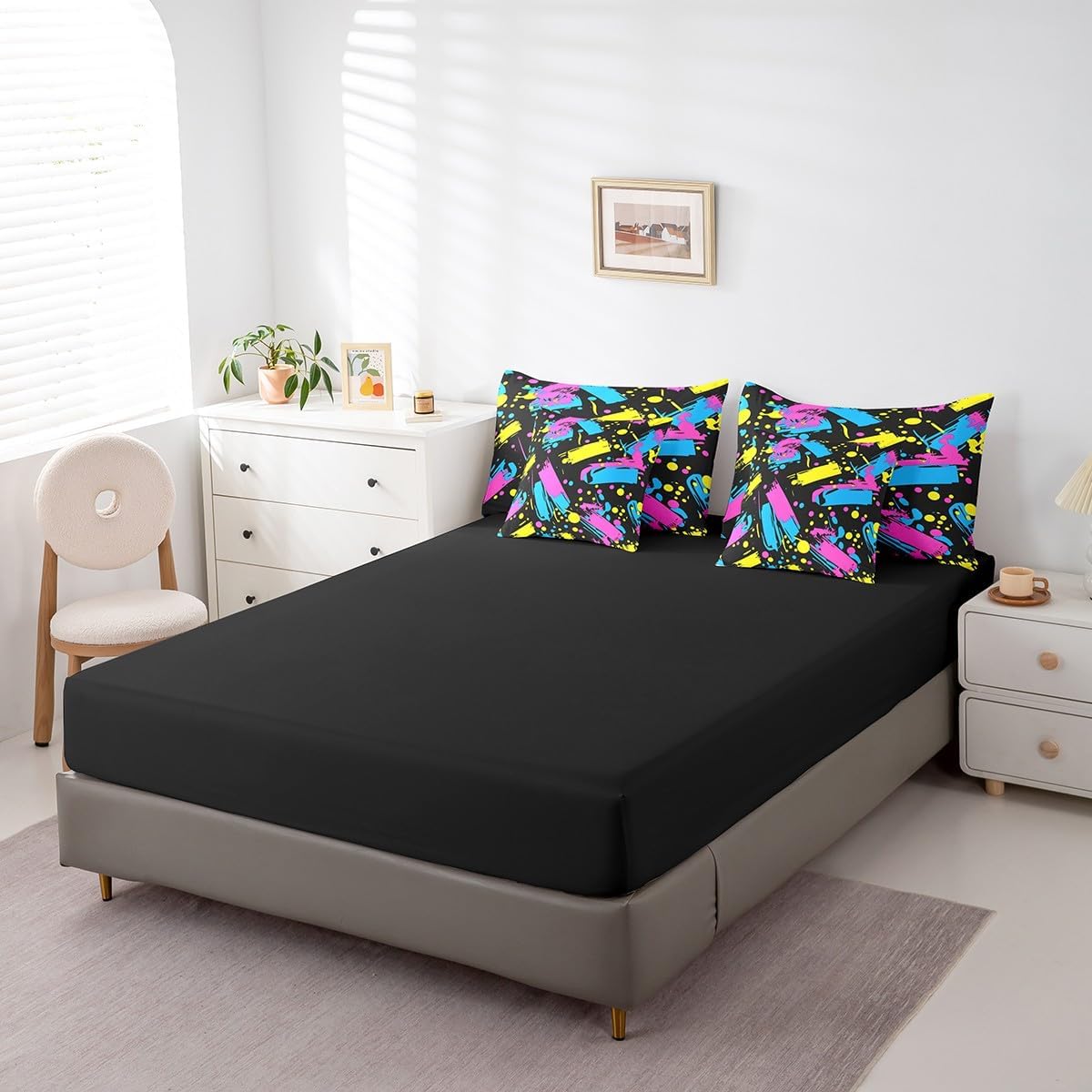 Erosebridal Chemical Equation Bed in a Bag Queen Comforter Set 7 Piece,Chemistry Bedding Sets Science Students Learning Gift Sheet Set with Comforter,Molecular Formula Education Bed Set - Colors B
