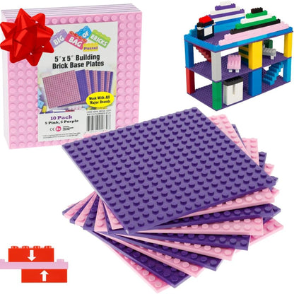 Classic Baseplates for Building Bricks - Set of 10 Sand 5"x5" Building Plates- Dual Connectivity, Build on Both Sides- Compatible, Tight Fit w Major Brands- Creative STEM Toy & Kids Bday Gift (Sand)