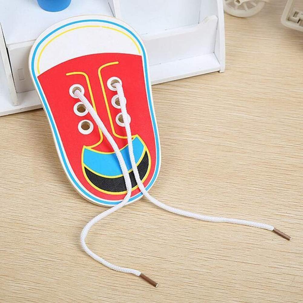 Wooden Learn to Tie Your Own Shoes Threading Lacing Shoes Training Early