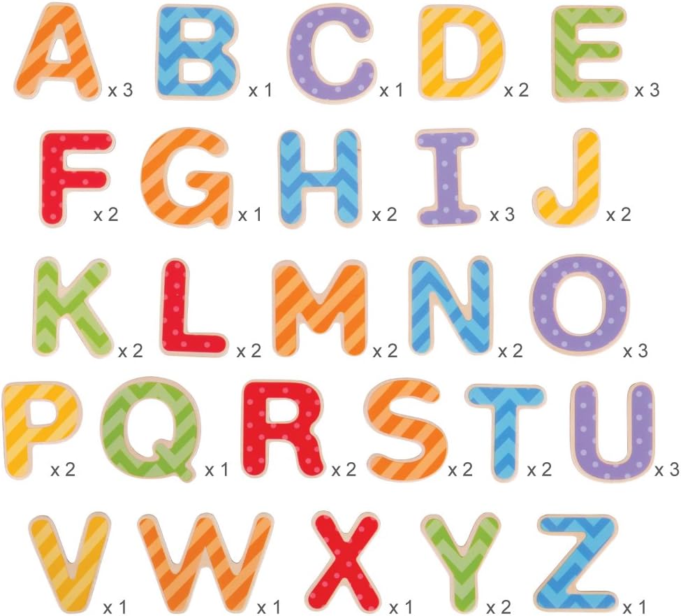 Bigjigs Toys Educational Wooden Magnetic Letters - Uppercase