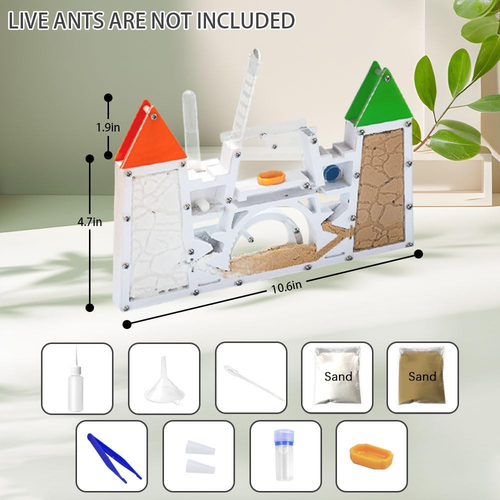ELNMLHT Ant Farm Kit for Kids, Sand Ant Colony Terrarium, Educational & Learning Science Kit Toy for Kids & Adults