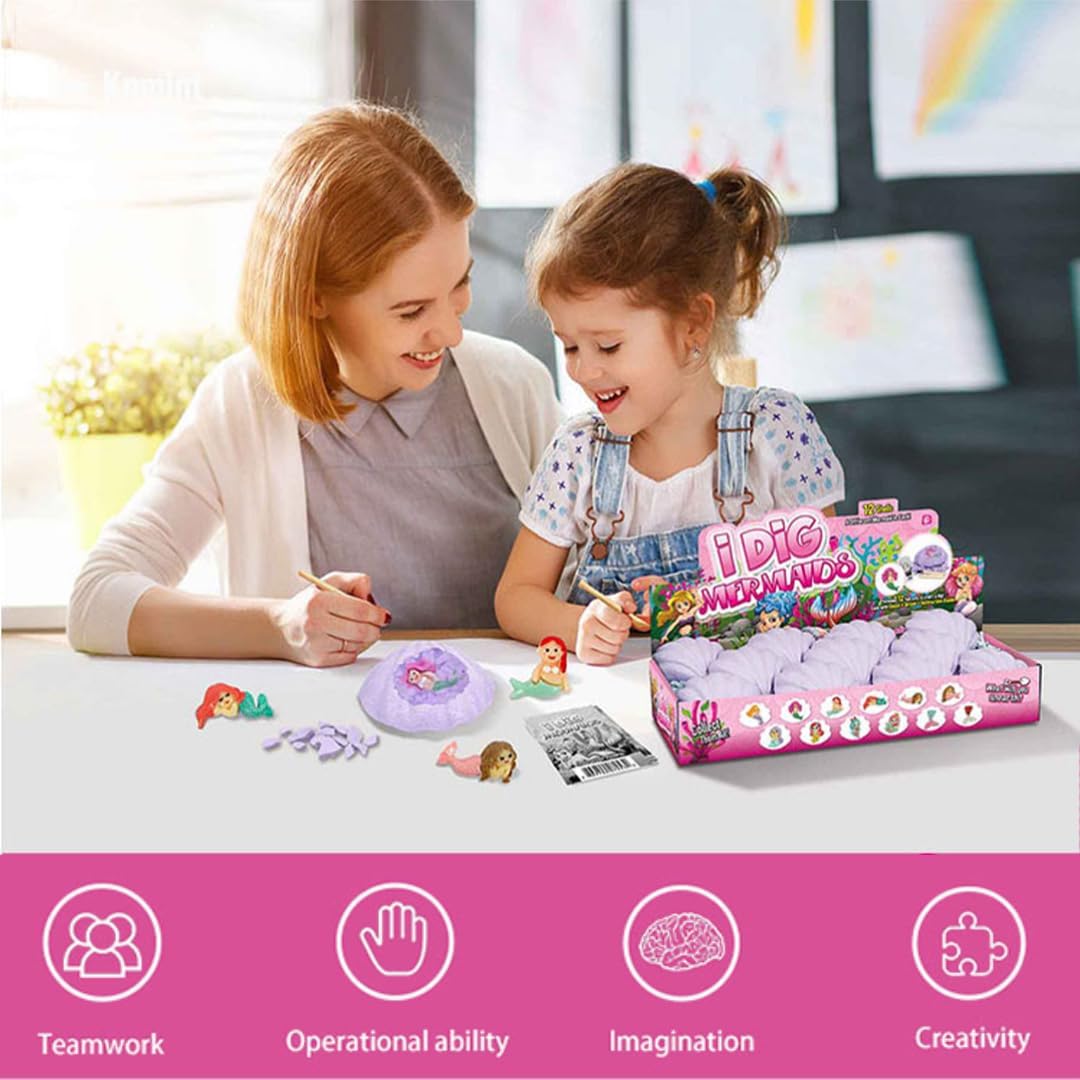 Liberty Imports 12-Pack Gem Digging Kit for Kids - Exciting Gemstone Mining Adventure - Educational STEM Crystal and Mineral Excavation – Party Favor Science Toys