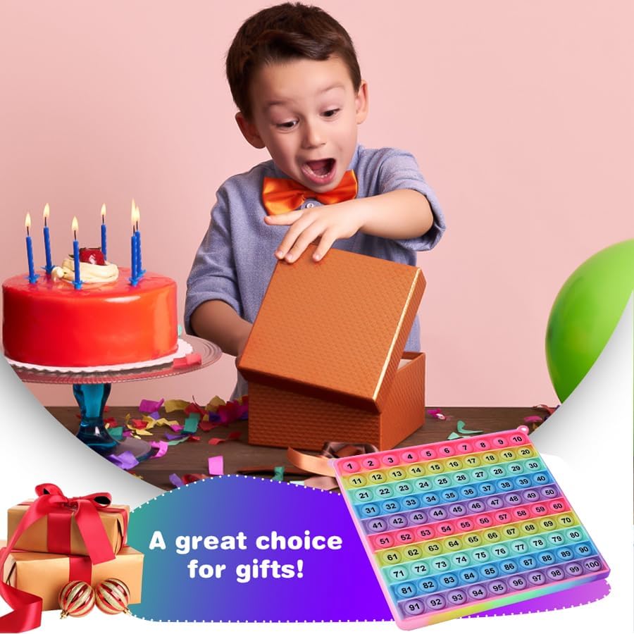 Multiplication Game Table Digital Multiplication Board Game, Addition and Multiplication in One, Rainbow Dimple Fingertip Toy, Create Stress-Relieving Math Manipulation (1 Piece)