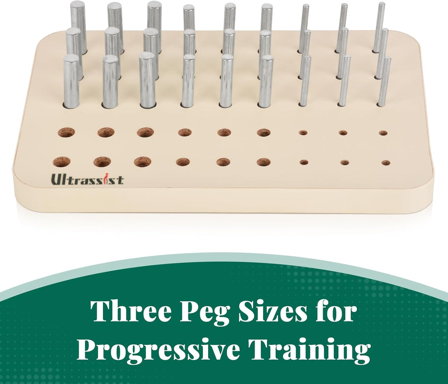 Ultrassist 45-Hole Wooden Pegboard for Occupational Therapy, Fine Motor Skills & Hand Dexterity Training, Includes 45 Metal Pegs, Ideal for Stroke, Brain Injury, Elderly Rehab & Hand Therapy